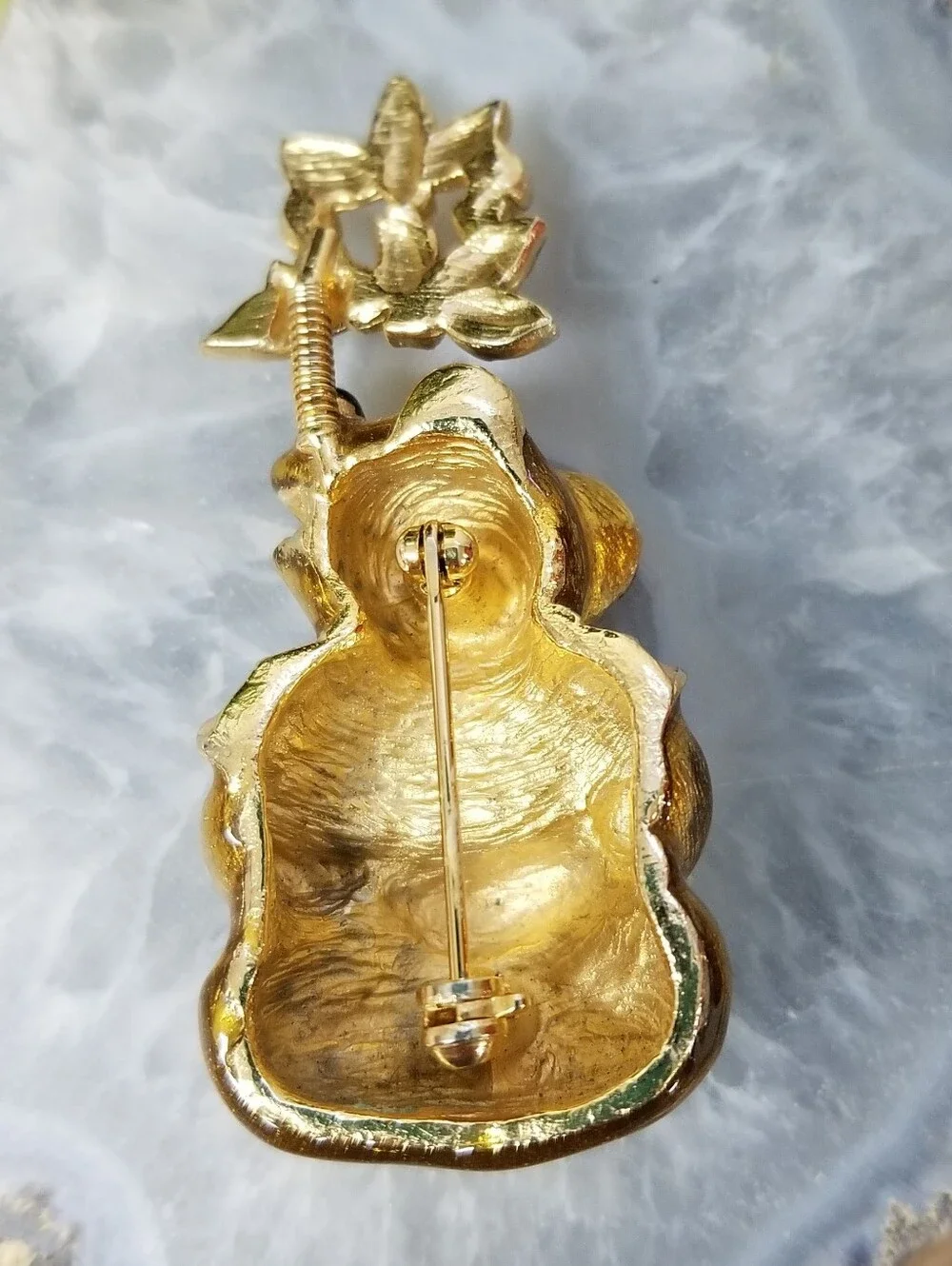 Vintage Bear W/honey Pot & Bees Brooch